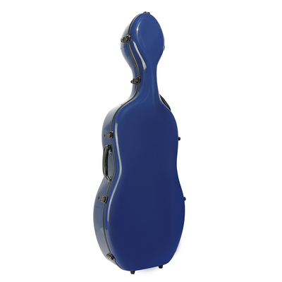 Cassa dura del violoncello durevole a grandezza naturale della vetroresina con colore blu delle ruote