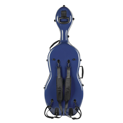 Cassa dura del violoncello durevole a grandezza naturale della vetroresina con colore blu delle ruote